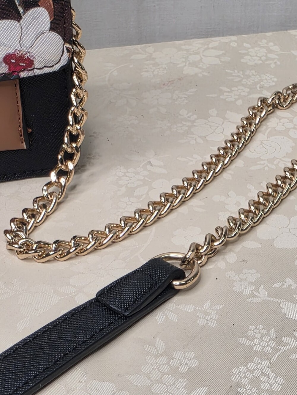 ALDO Tropical Tiger Floral Chain Print Top Handle Crossbody Satchel Bag - Picture 4 of 12